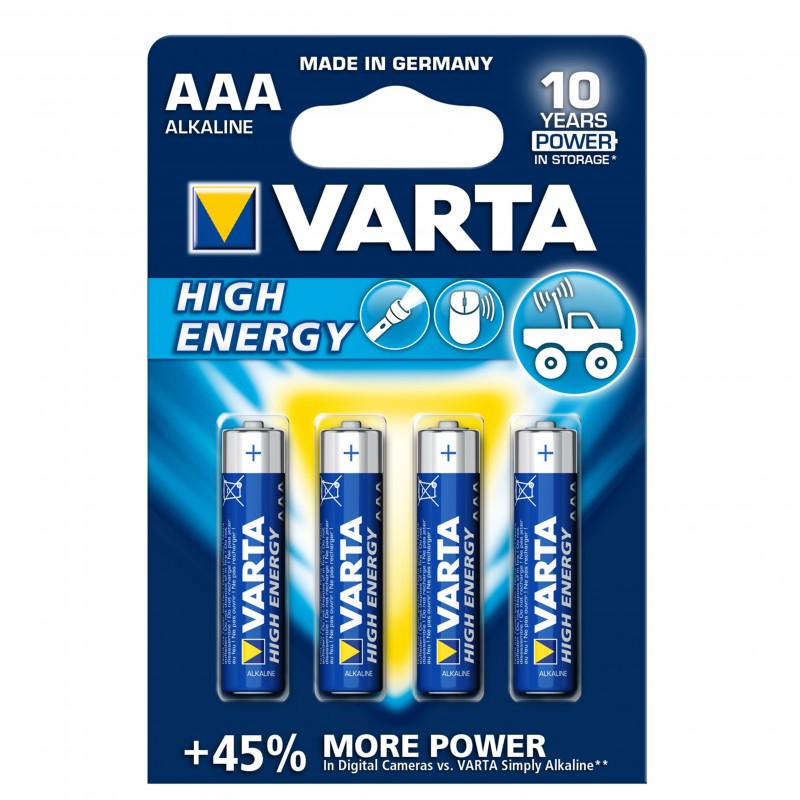 4 piles varta LR03, pile AAA Varta high Energy, pile 4903 Varta