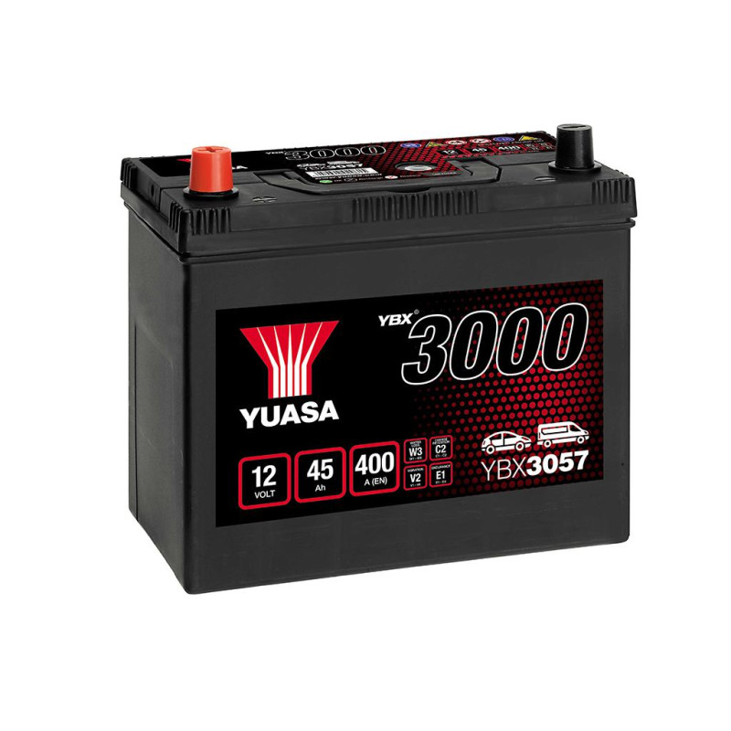 BATTERIE DEMARRAGE 12V 45Ah-340A + à Gauche Borne Japonaise