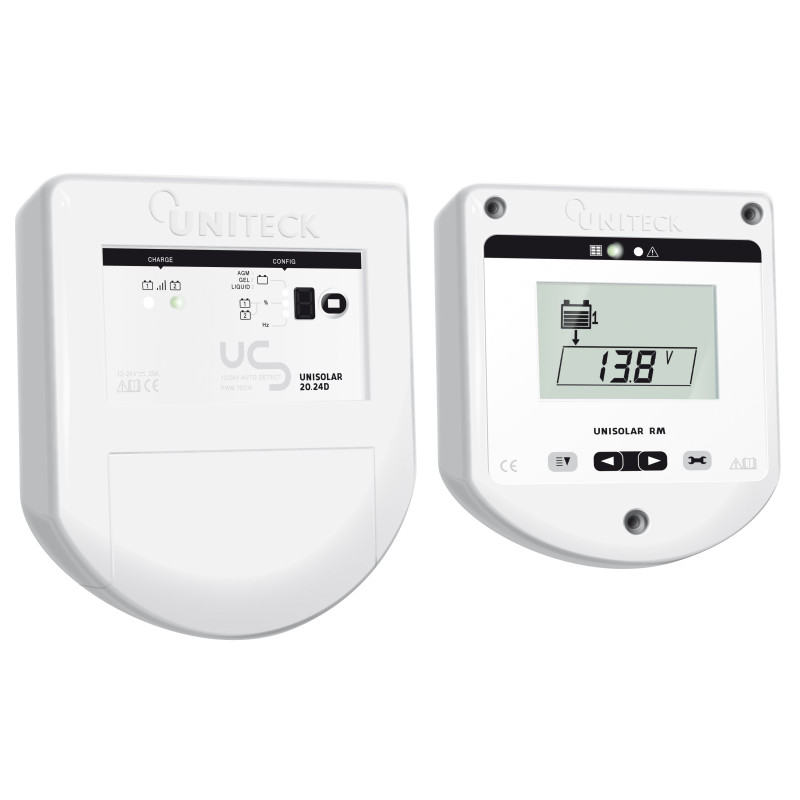RÉGULATEUR DE CHARGE SOLAIRE PWM - 12V/24V - 20A - DOUBLE BATTERIE + AFFICHEUR DÉPORTÉ