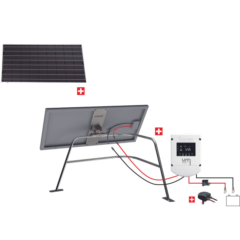 KIT NAUTISME 80W - 12V – PANNEAU MONOCRISTALLIN - MPPT – SUPPORT BALCON