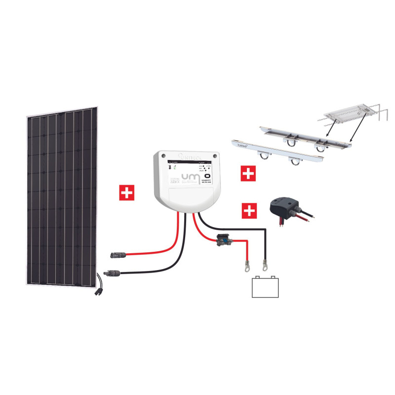 KIT NAUTISME PORTIQUE 200W 12/24V MPPT - PANNEAU STANDARD - RÉGULATEUR MPPT