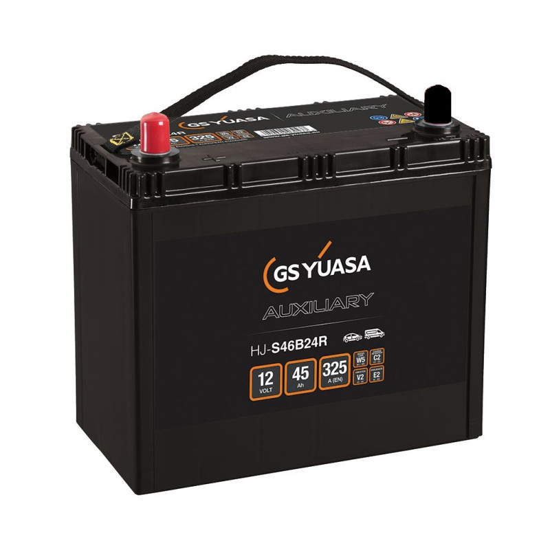 BATTERIE DEMARRAGE  MICRO HYBRIDE AGM 12V 45Ah-325A YUASA HJ-S46B24R