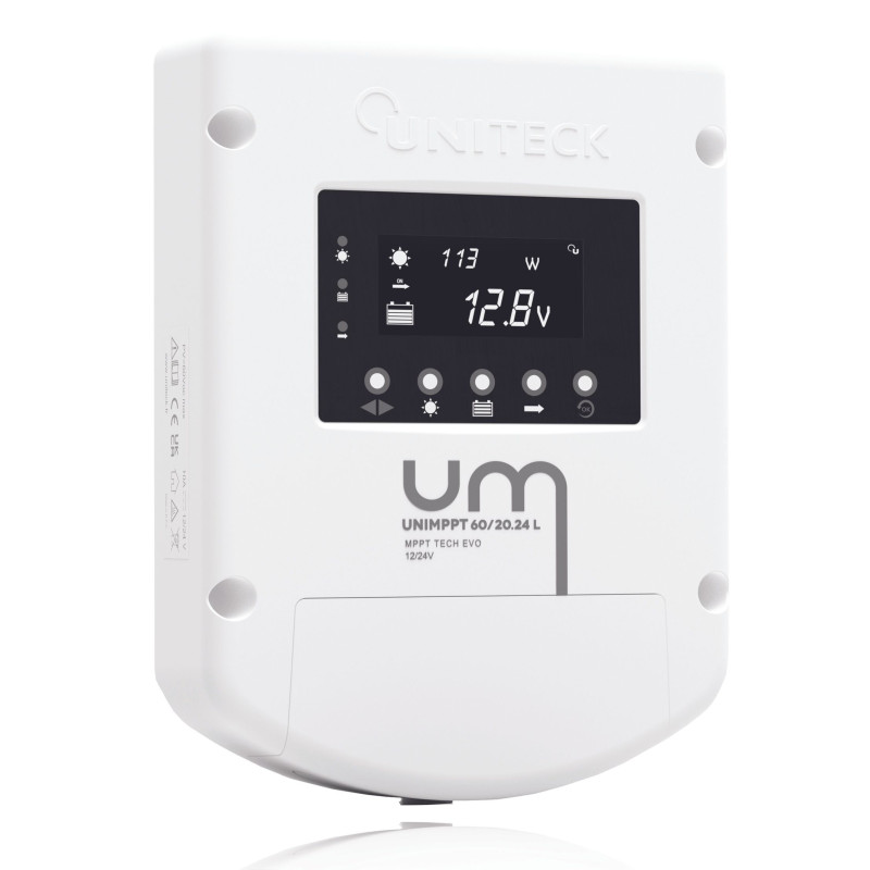RÉGULATEUR DE CHARGE SOLAIRE MPPT - 12/24V - 20A - LCD / UNIMPPT 60/20.24L