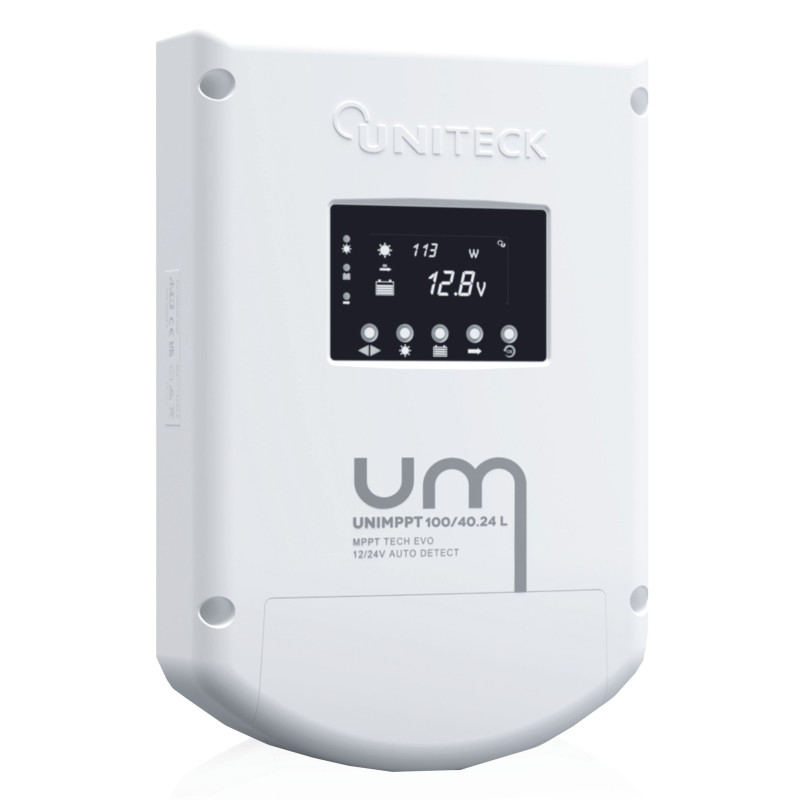 RÉGULATEUR DE CHARGE SOLAIRE MPPT - 12/24V - 40A - LCD / UNIMPPT 100/40.24L