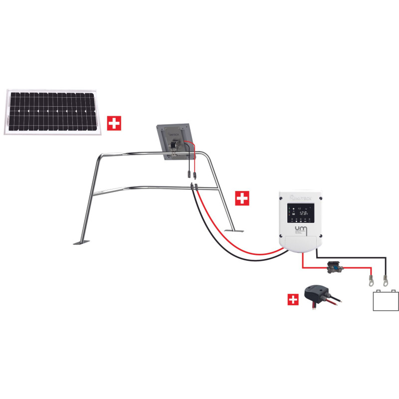 KIT NAUTISME 20W - 12V - RÉGULATEUR MPPT - SUPPORT BALCON