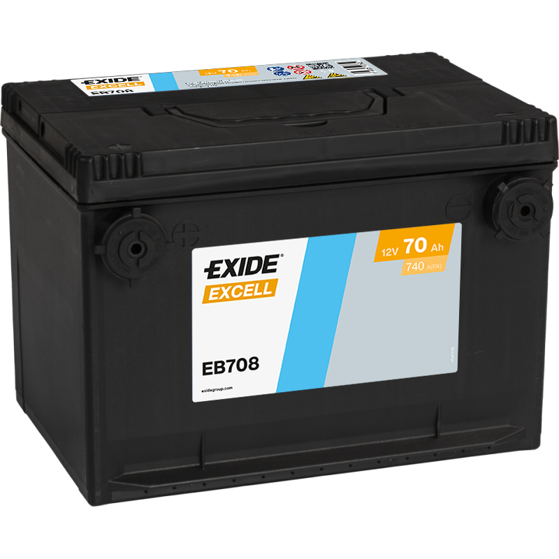 BATTERIE DEMARRAGE FULMEN / EXIDE 12V 70Ah 740A Borne AMERICAINE (+ à Gauche en Façade)