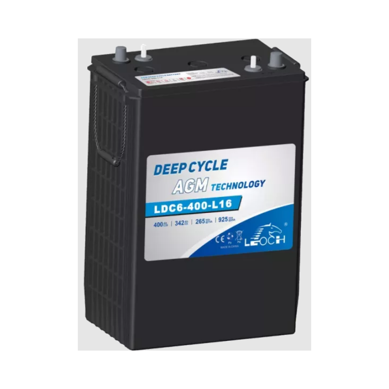 BATTERIE LEOCH MONOBLOC TRACTION AGM PLOMB CARBON 6V  342Ah-C5 / 400Ah-C20