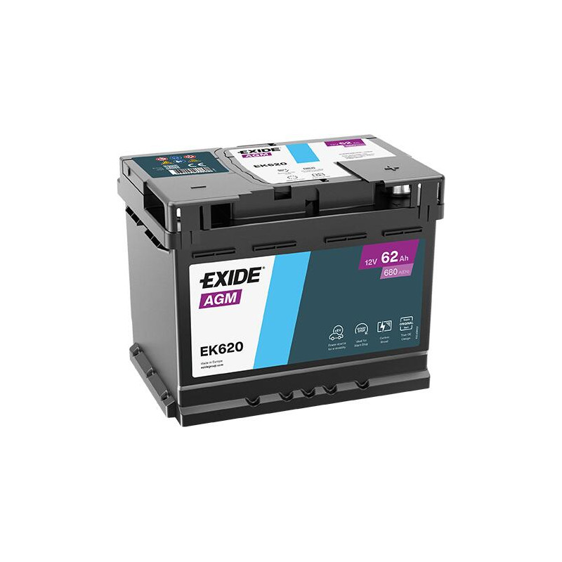 BATTERIE DEMARRAGE MICRO HYBRIDE AGM STOP AND START  12V 60Ah-680A FULMEN / EXIDE