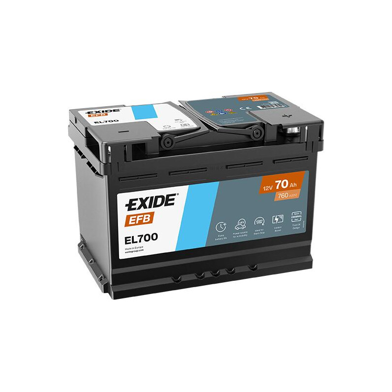 BATTERIE DEMARRAGE  MICRO HYBRIDE EFB STOP AND START 12V 70Ah-720A FULMEN / EXIDE