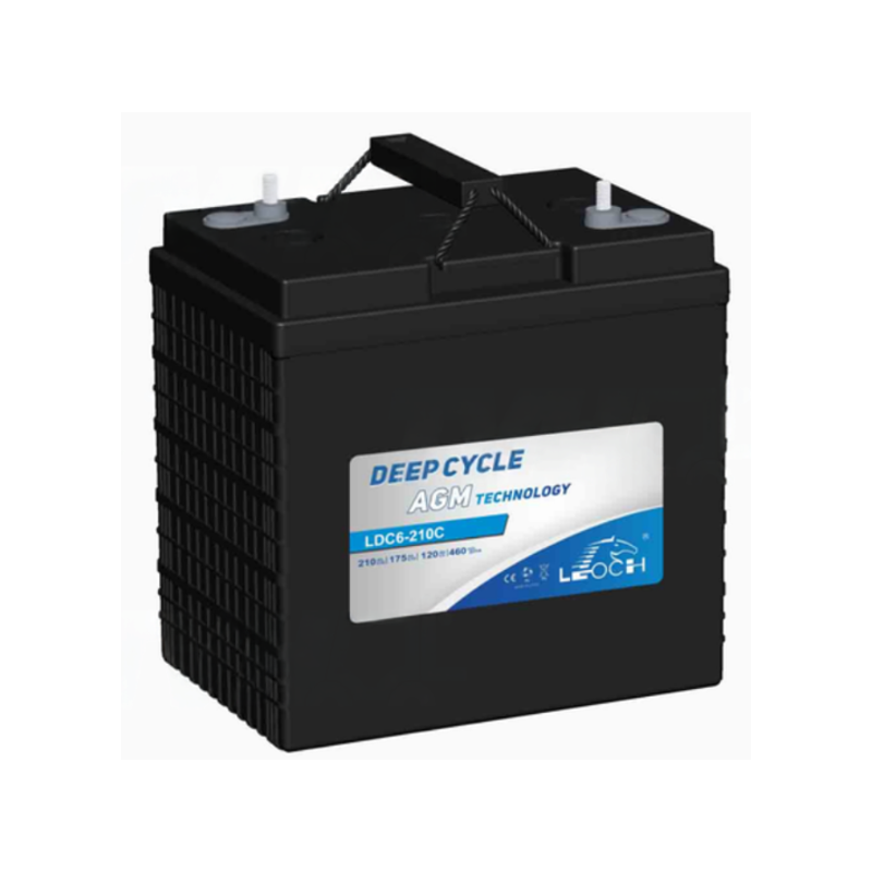 BATTERIE LEOCH MONOBLOC TRACTION AGM PLOMB CARBON 6V 210Ah-C20 / 175Ah-C5 M8